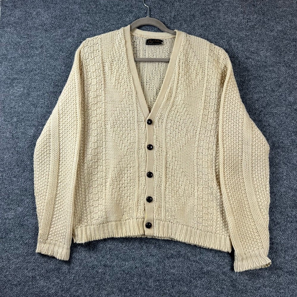 Kandahar‎ Vintage Cardigan Women Size Large Cream Cable knit